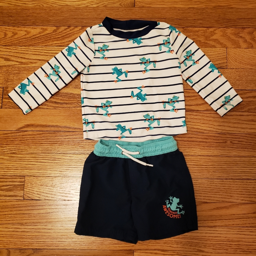 Rash Guard and Board Shorts, size 18 months